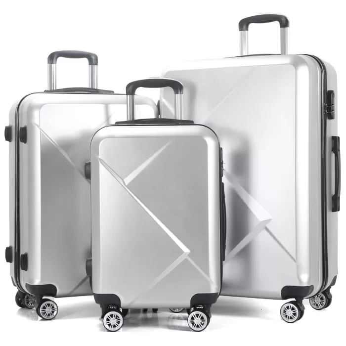 Silk & Salt AEDILYS 3 Piece Nested Spinner Suitcase LuggaSet - Silver