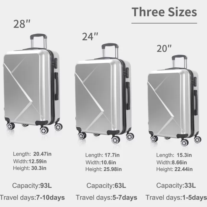 Silk & Salt AEDILYS 3 Piece Nested Spinner Suitcase LuggaSet - Silver