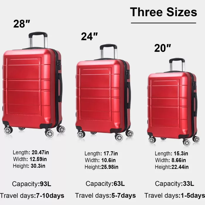 Silk & Salt AEDILYS 3 Piece Suitcase LuggaSet - Red