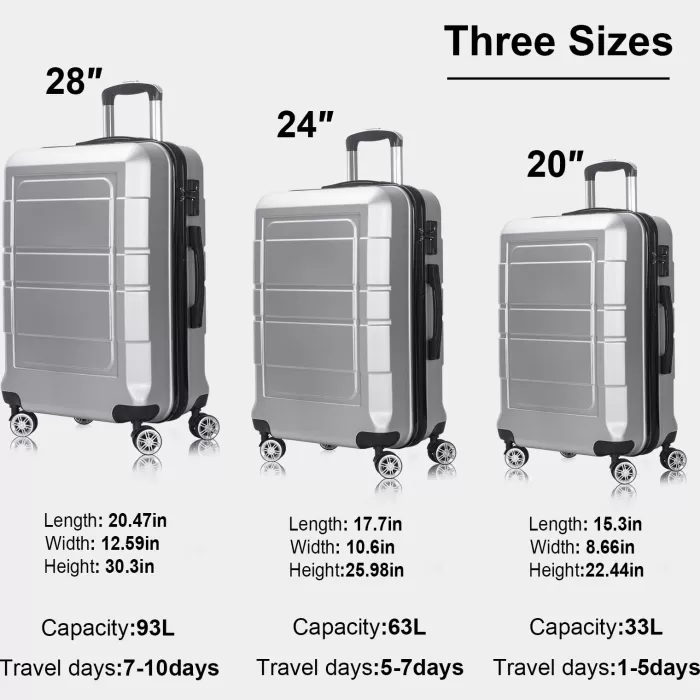 Silk & Salt AEDILYS 3 Piece Suitcase LuggaSet - Silver