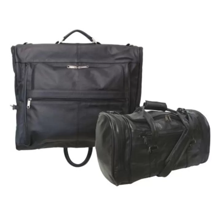 Silk & Salt Amerileather 2424-0 Amerileather Leather Traveler SetampBlack - 2 Piece