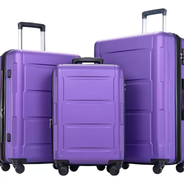 Silk & Salt Anysun 3 Piece Hardside Lightweight Expandable LuggaSet (20/24/28) (Purple)