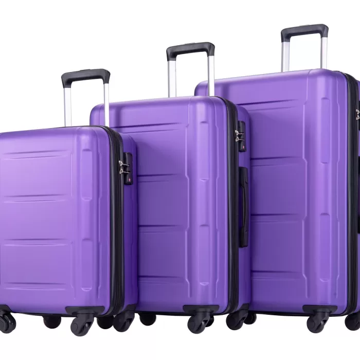 Silk & Salt Anysun 3 Piece Hardside Lightweight Expandable LuggaSet (20/24/28) (Purple)