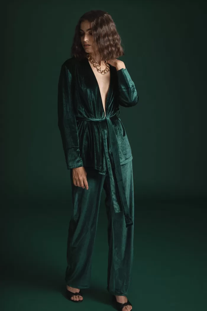 Silk & Salt avery velvet suit - green