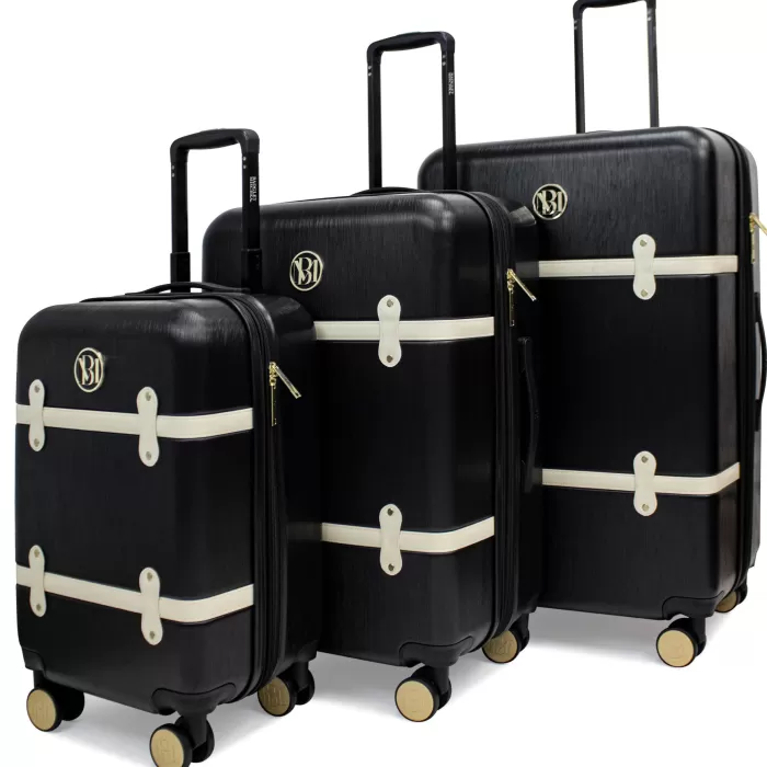 Silk & Salt BADGLEY MISCHKA Grace 3 Piece Expandable Retro LuggaSet (Black)