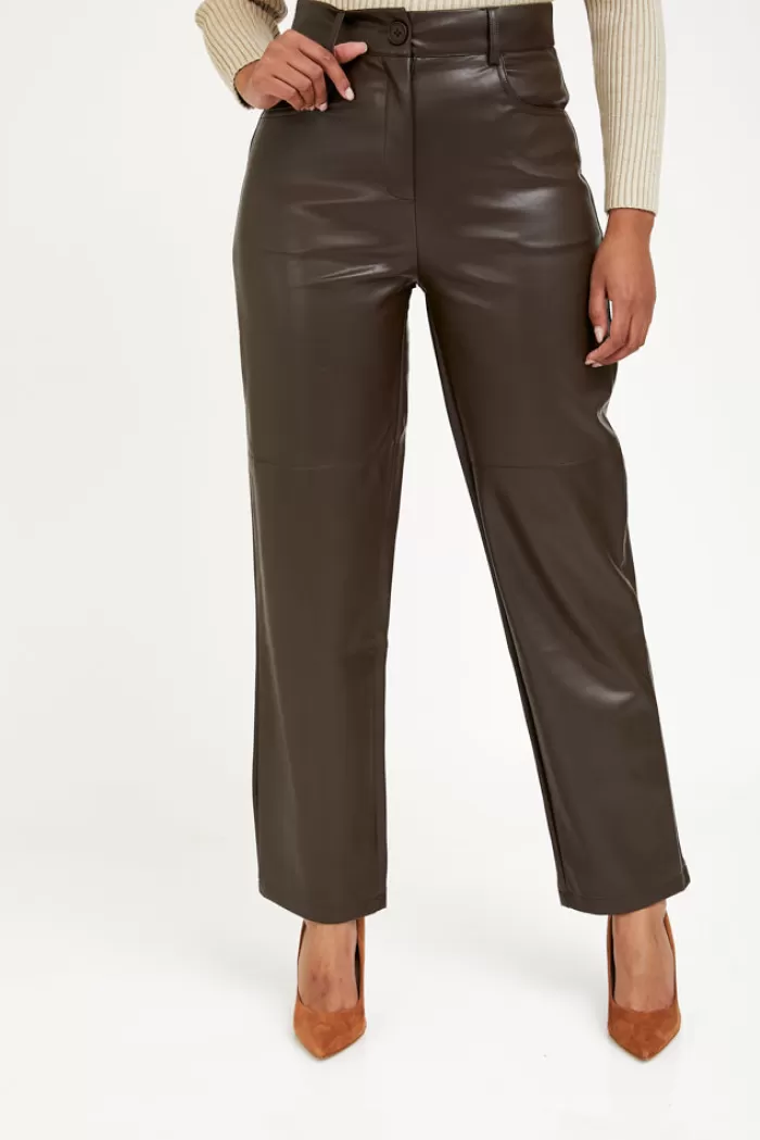 Silk & Salt billy vegan leather pants -dark brown