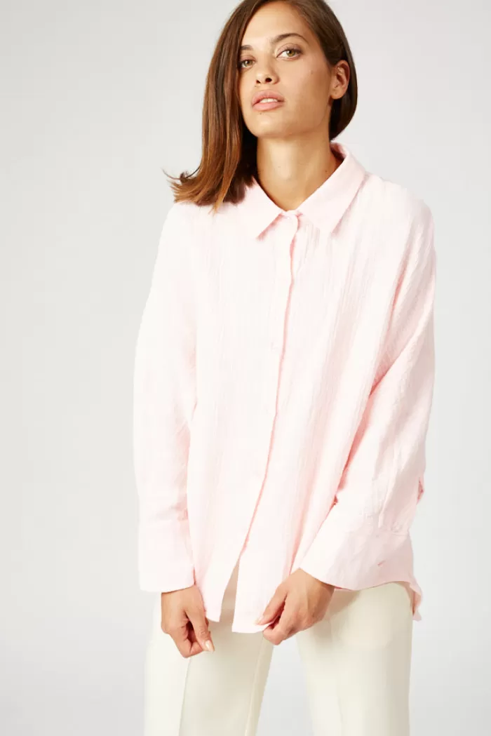 Silk & Salt button down oversized tetra shirt - powder pink