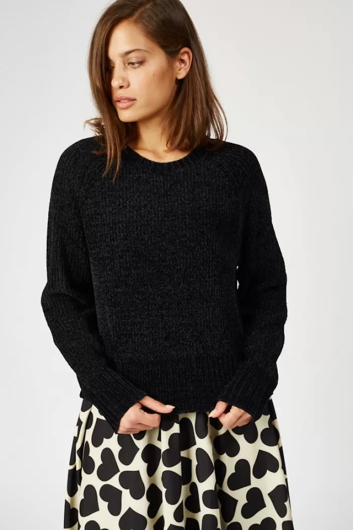 Silk & Salt chenille sweater - black