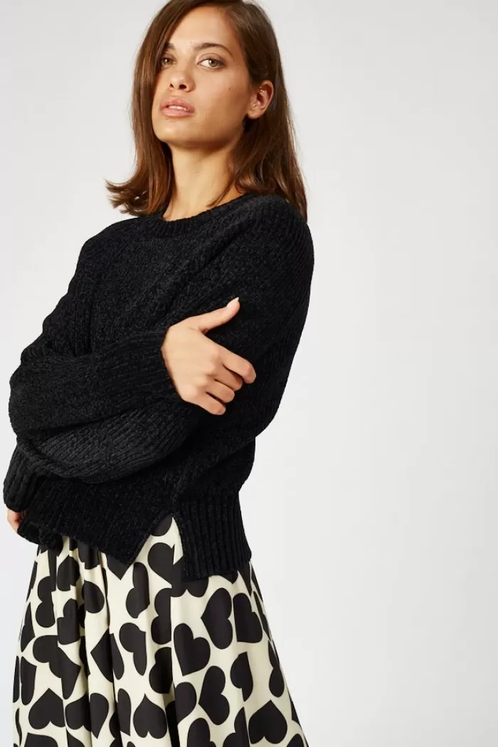 Silk & Salt chenille sweater - black