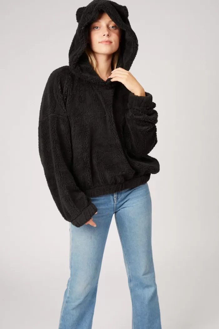 Silk & Salt comfy ears fluffy hoodie - black