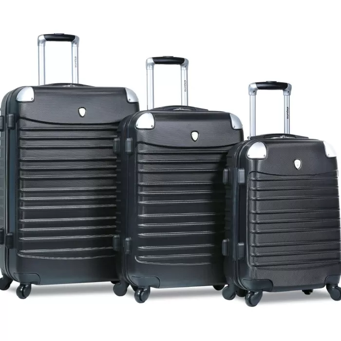 Silk & Salt Dejuno Impact Hardside 3-Piece Spinner LuggaSet - Black (20 24 and 28)