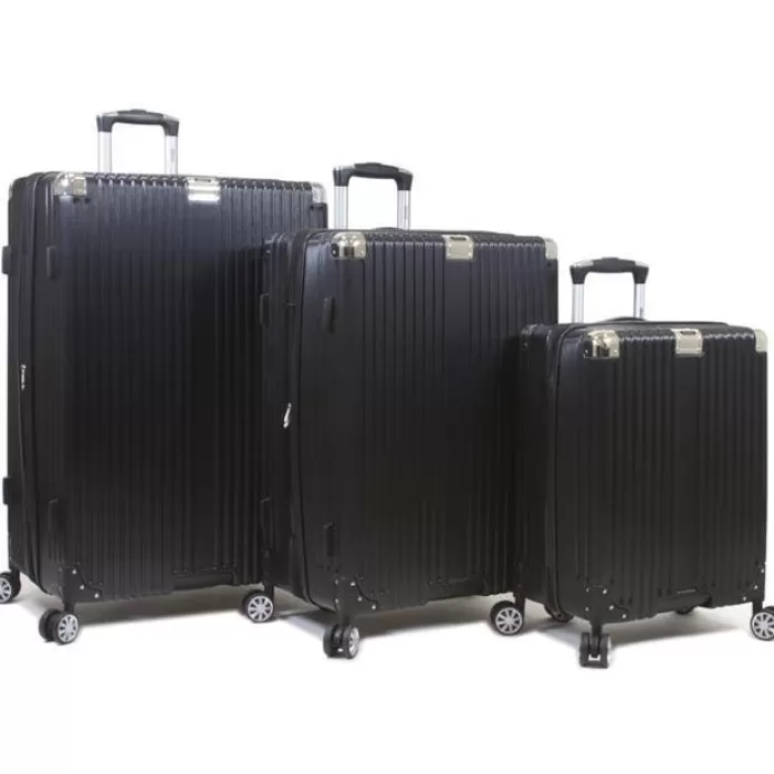 Silk & Salt Dejuno Moda Scratch Resistant 3-Piece Hardside Spinner LuggaSet - Black