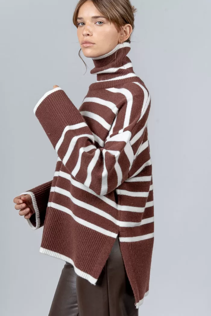 Silk & Salt denise sweater  - coffee/white