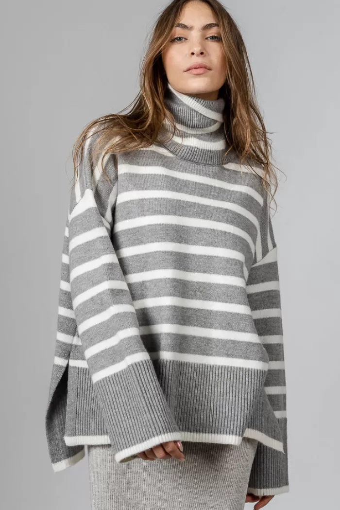 Silk & Salt denise sweater  - grey/white