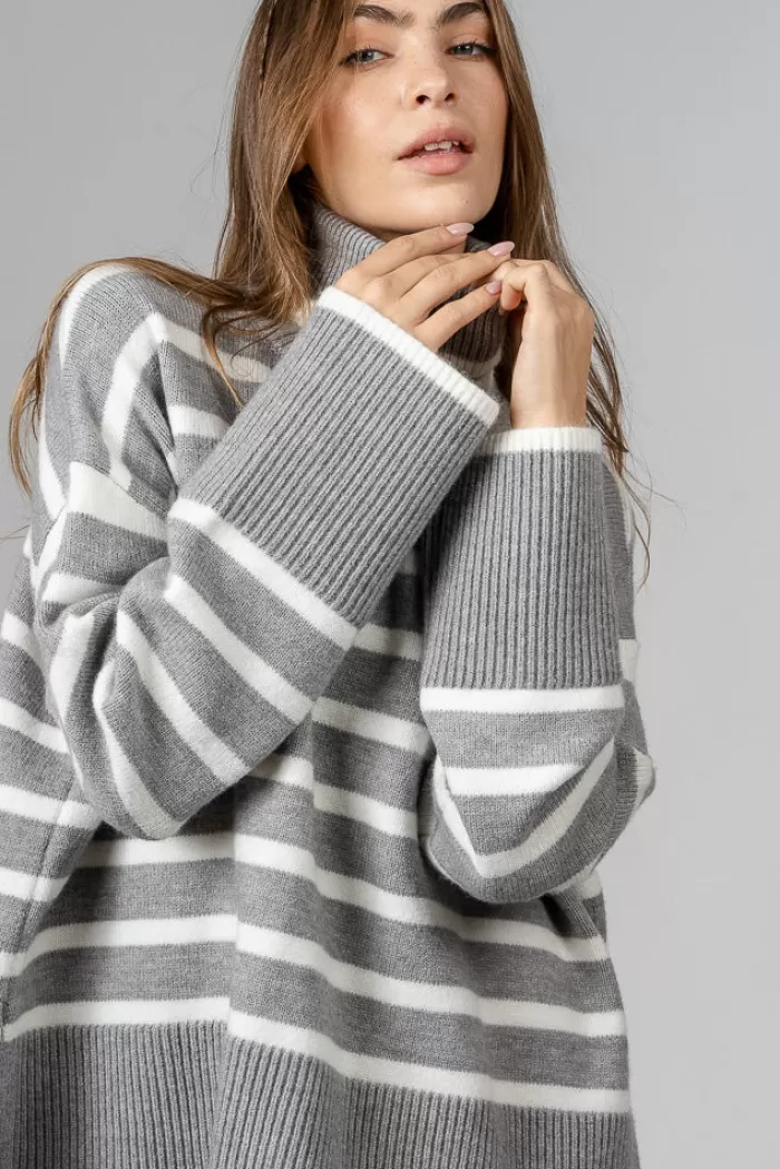 Silk & Salt denise sweater  - grey/white