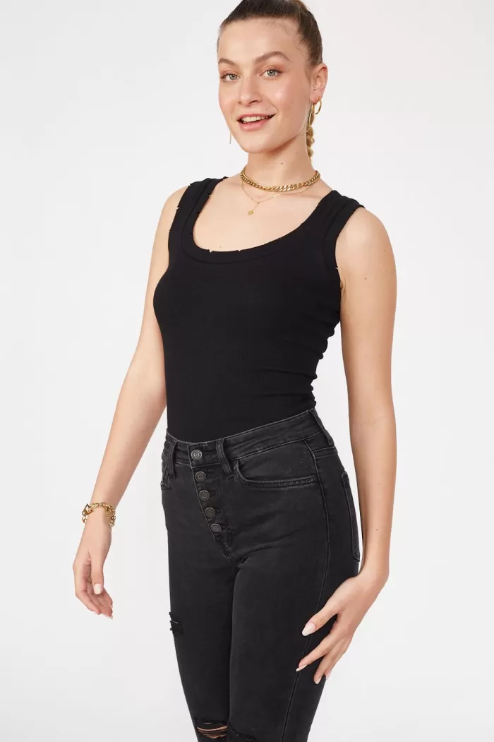 Silk & Salt elevated  top - black rib