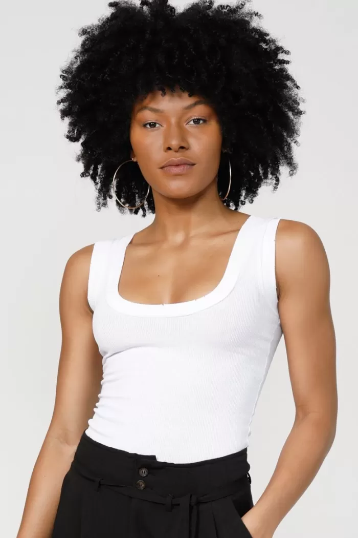 Silk & Salt elevated  top - white rib