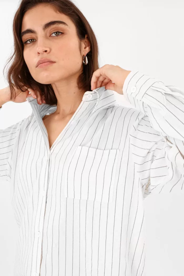 Silk & Salt emily striped shirt - white