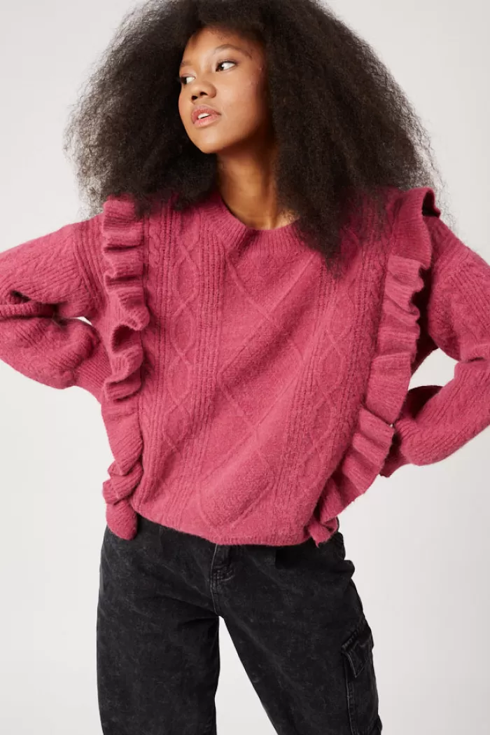 Silk & Salt gather me close sweater - fuschia