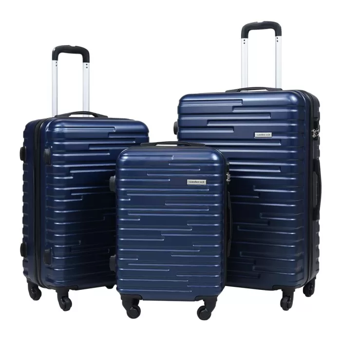 Silk & Salt Hommoo Expandable Hardside Luggawith TSA Lock 3-Piece Set (20 /24 /28) Blue