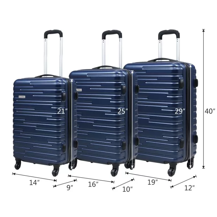 Silk & Salt Hommoo Expandable Hardside Luggawith TSA Lock 3-Piece Set (20 /24 /28) Blue