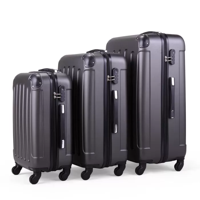 Silk & Salt Hommoo Expandable Hardside Luggawith TSA Lock 3-Piece Set (20 /24 /28) Gray