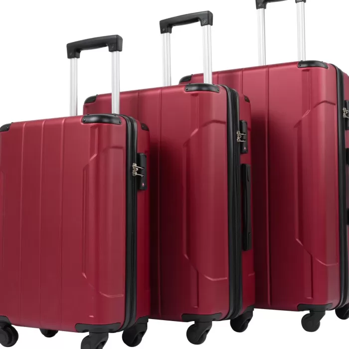 Silk & Salt Hommoo Expandable Hardside Luggawith TSA Lock 3-Piece Set (20 /24 /28) Red