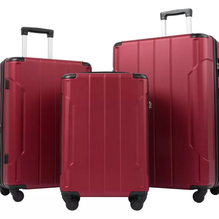 Silk & Salt Hommoo Expandable Hardside Luggawith TSA Lock 3-Piece Set (20 /24 /28) Red