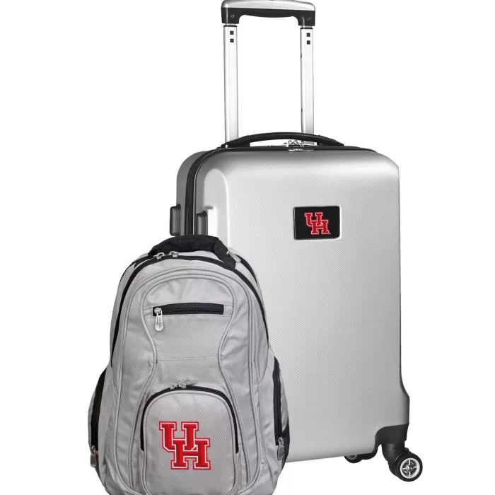 Silk & Salt Houston Cougars Deluxe 2-Piece Backpack and Carry-On Set - Silver