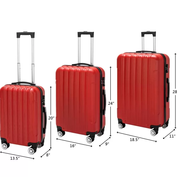 Silk & Salt 3-in-1 Multifunctional LarCapacity Traveling StoraSuitcase LuggaSet Red