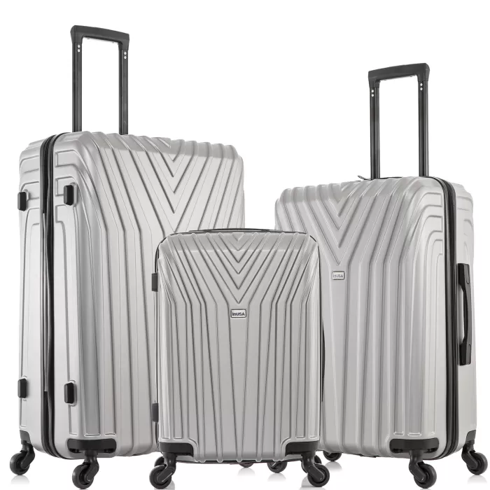 Silk & Salt InUSA Vasty Lightweight Hardside Spinner 3 Piece Luggaset 20''24'' 28'' Grey