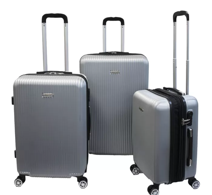 Silk & Salt Karriage-Mate Hard LuggaSet. Lightweight Spinner Wheels Combination Lock. Expandable.Silver