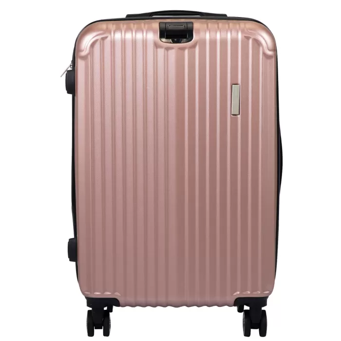 Silk & Salt Kepooman Expandable Suitcase Vertical Striped Suitcase 3-piece Set Rose Gold