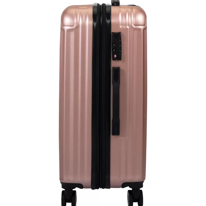 Silk & Salt Kepooman Expandable Suitcase Vertical Striped Suitcase 3-piece Set Rose Gold