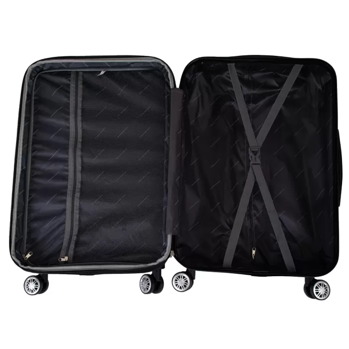 Silk & Salt Kepooman Expandable Suitcase Vertical Striped Suitcase 3-piece Set Rose Gold