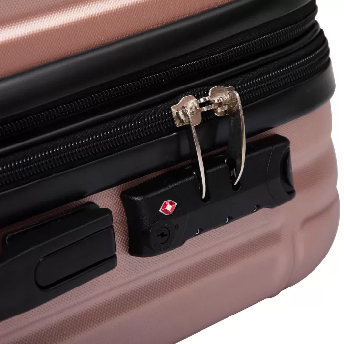 Silk & Salt Kepooman Expandable Suitcase Vertical Striped Suitcase 3-piece Set Rose Gold
