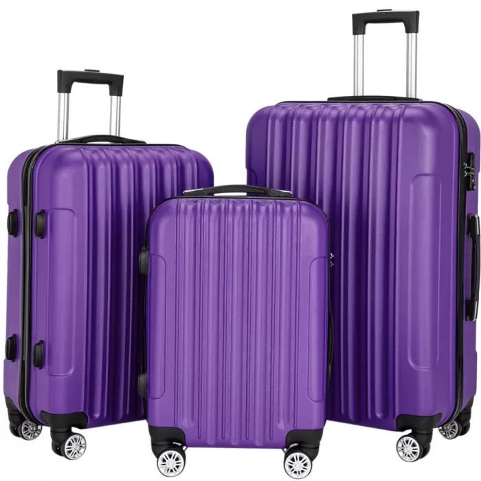 Silk & Salt Ktaxon 3 Pcs LuggaTravel Set Bag ABS Trolley Suitcase Purple