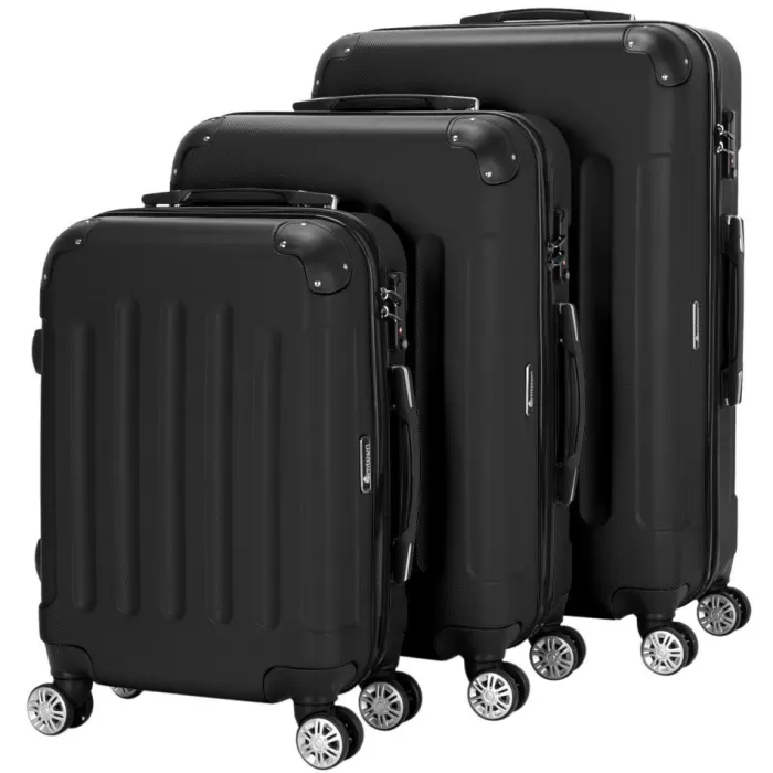 Silk & Salt Ktaxon Hardside Lightweight Spinner 20/24/28 LuggaSuitcase Set w/TSA Lock Black