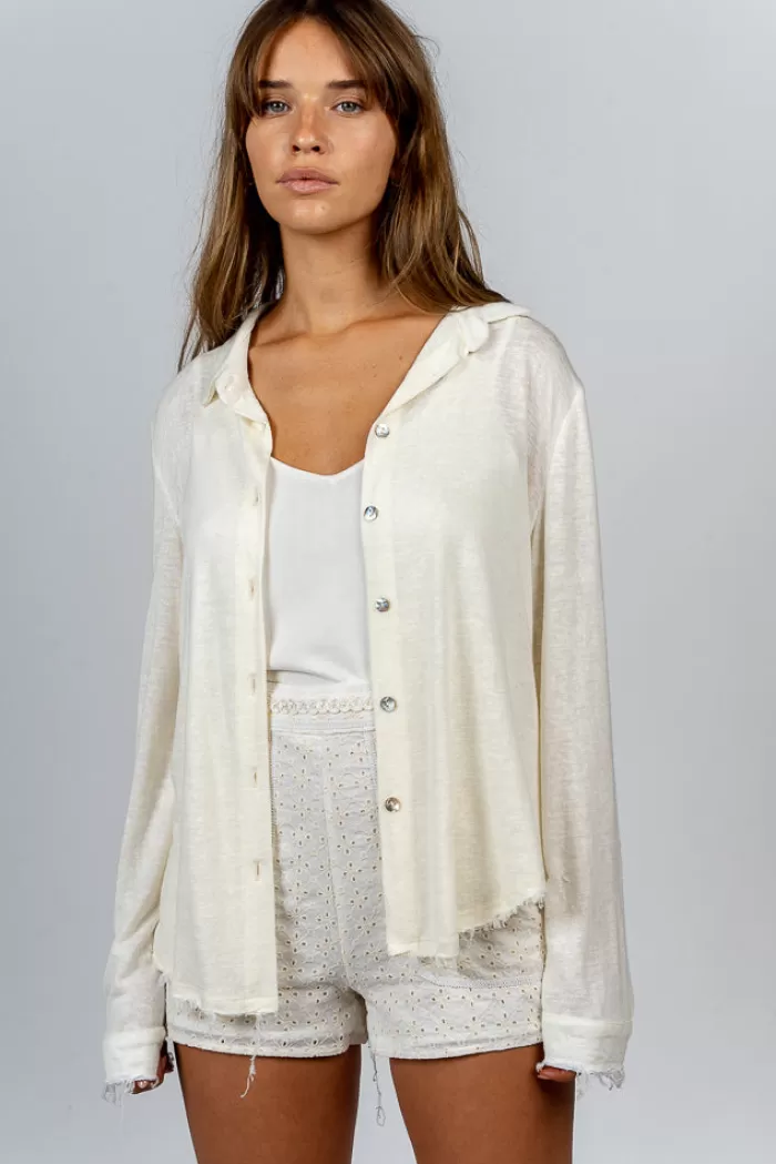 Silk & Salt limited edition distressed button down shirt - cream