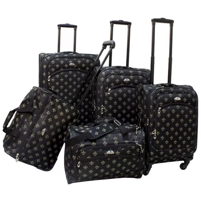 Silk & Salt Long Lat Inc. AF 5P FleurDeLis LuggagSet Black