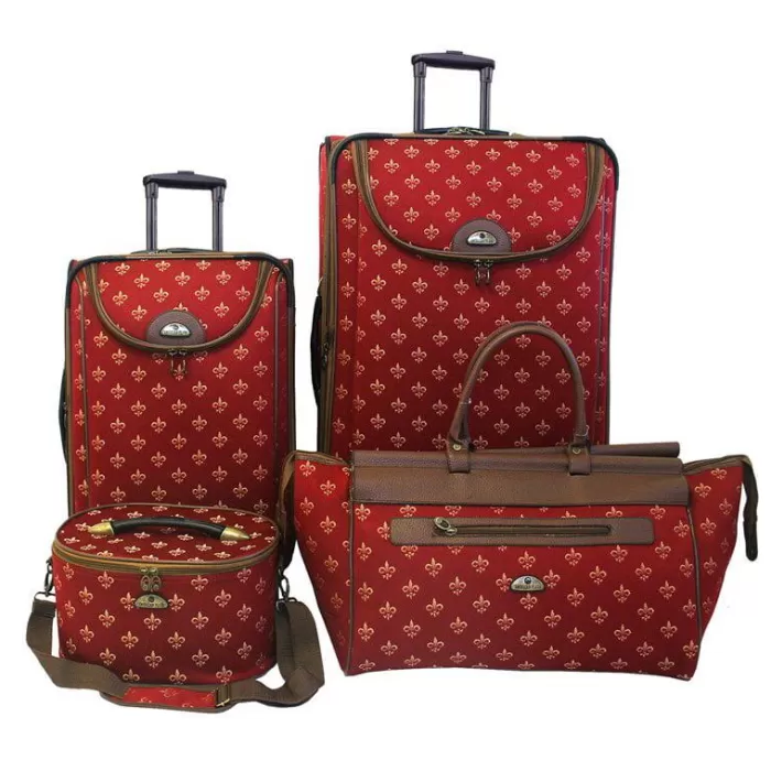 Silk & Salt Long Lat Inc. AF 4P FleurDeLis LuggagSet Red