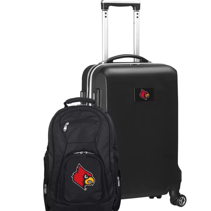 Silk & Salt Louisville Cardinals Deluxe 2-Piece Backpack and Carry-On Set - Black