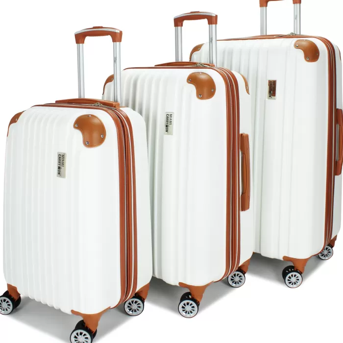 Silk & Salt Miami CarryOn Collins 3 Piece Expandable Spinner LuggaSet (White)