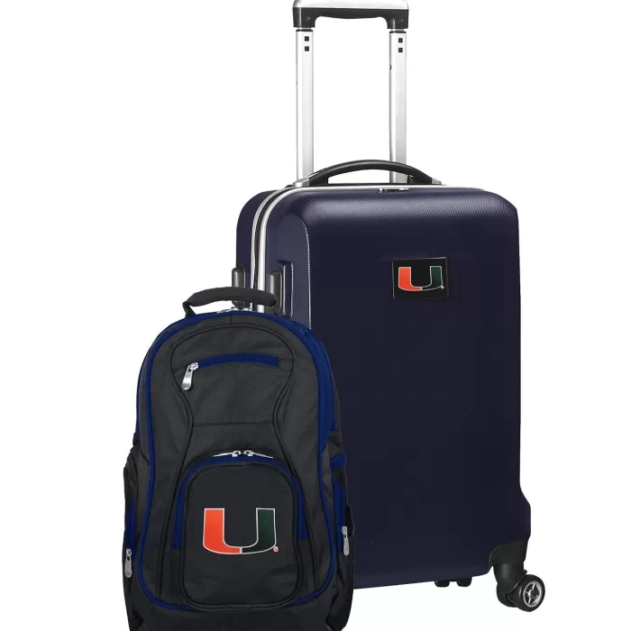 Silk & Salt Miami Hurricanes Deluxe 2-Piece Backpack and Carry-On Set - Navy