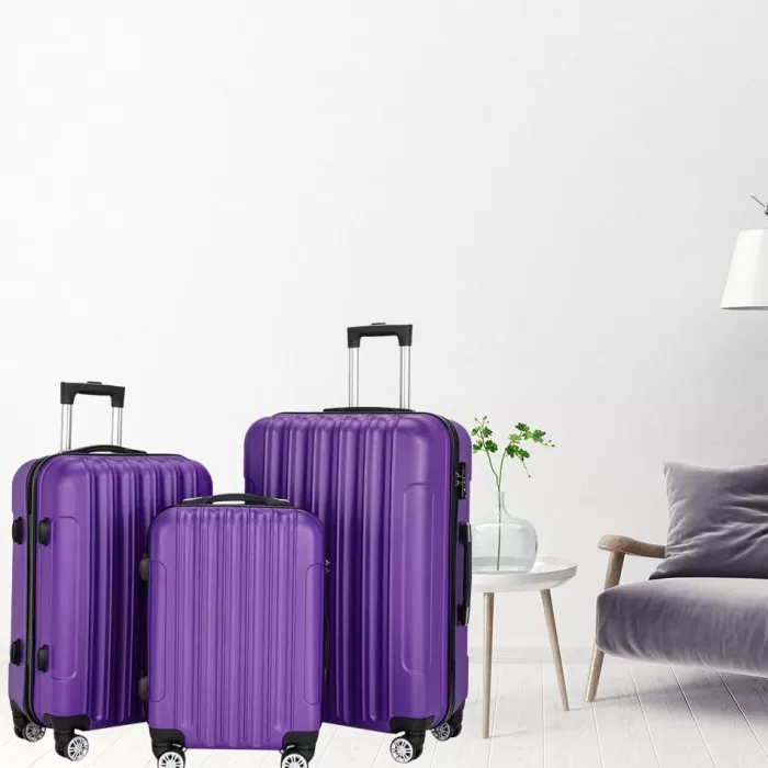 Silk & Salt Nitouy 3-in-1 Multifunctional LarCapacity Traveling StoraSuitcase LuggaSet Purple