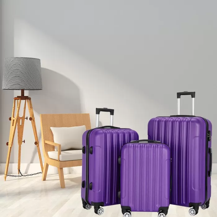 Silk & Salt Nitouy 3-in-1 Multifunctional LarCapacity Traveling StoraSuitcase LuggaSet Purple