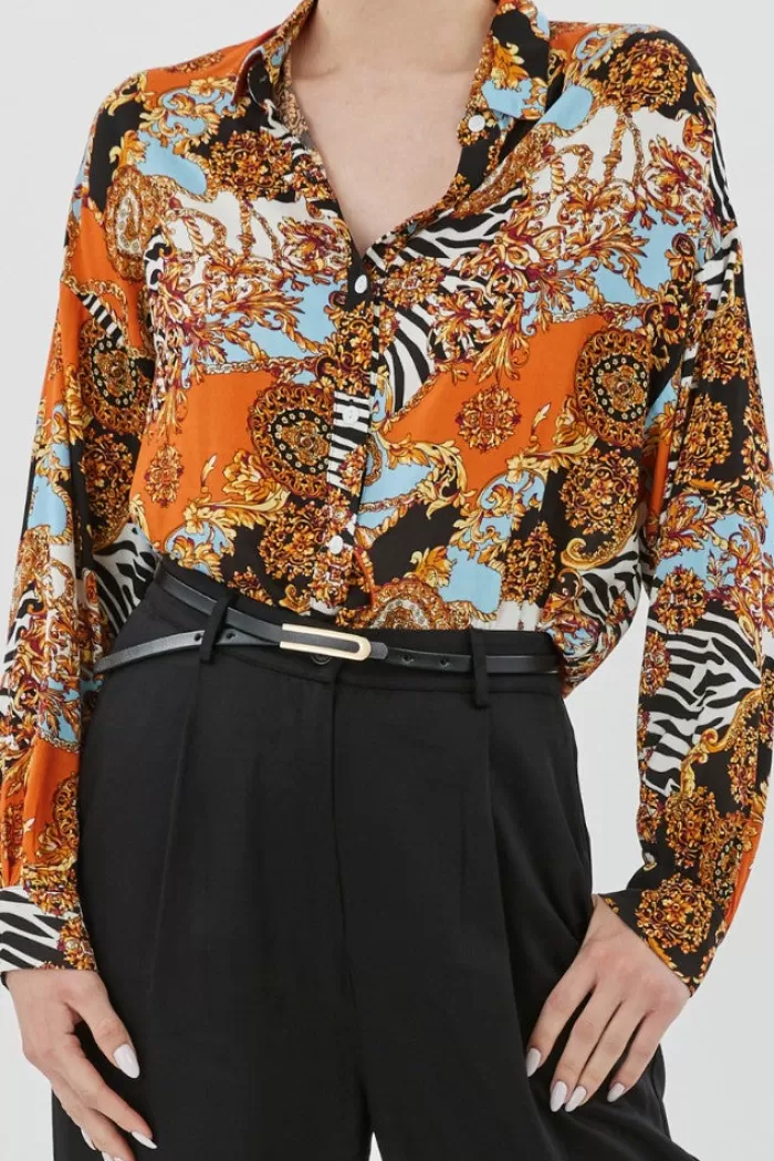 Silk & Salt olivia tailored shirt - orange print