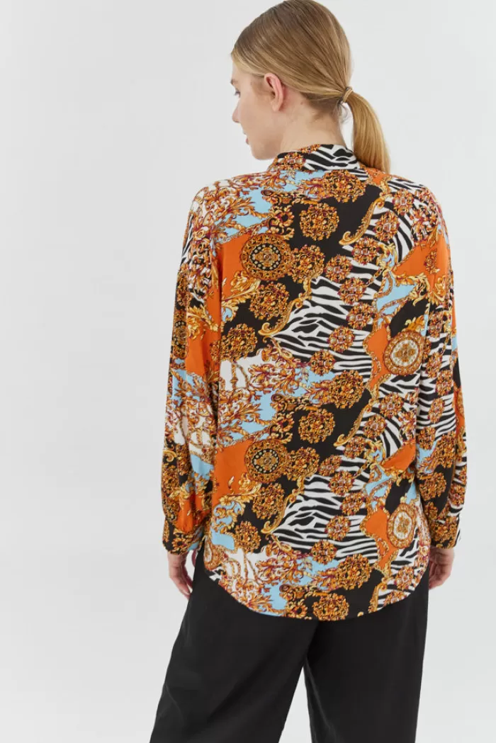 Silk & Salt olivia tailored shirt - orange print