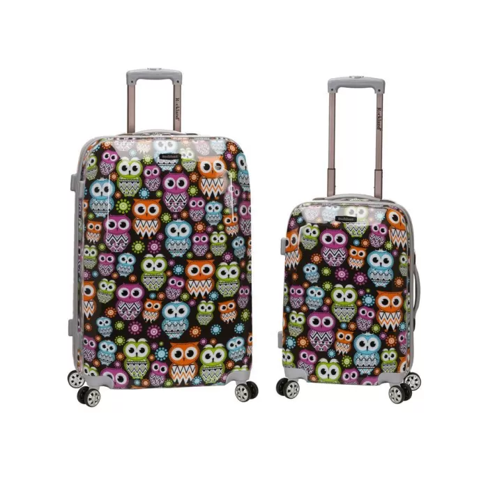 Silk & Salt 2 Pc Polycarbonate/Abs Upright LuggaSet Owl