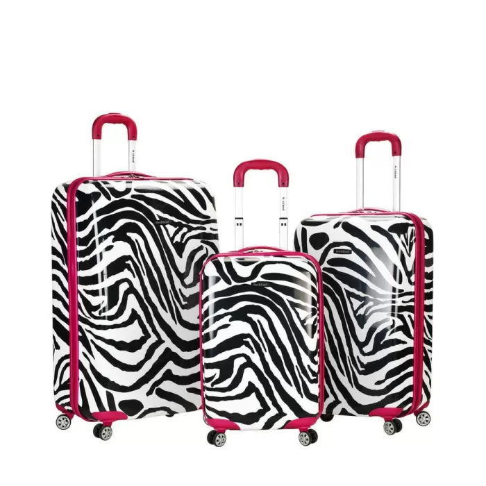 Silk & Salt 3Pc Safari Polycarbonate/Abs Upright Set Pink Zebra